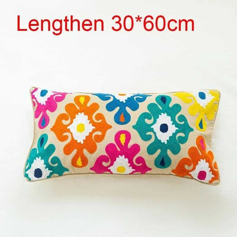 DecorBites™ Embroidered Flower Boho Long Cushion Covers for Bedroom and Sofa
