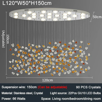 Decorbites™ Bunte Kristallstein-Lüster - Ovaler Leuchter LED-Beleuchtung für Heimdekoration