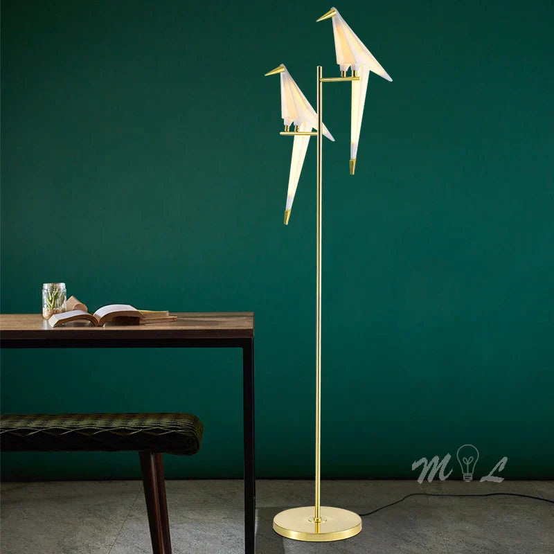DecorBites™ Gold Origami Bird Floor Lamp: Modern Home Decor and Reading Light