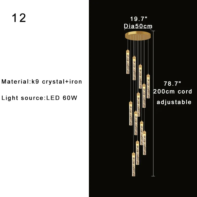 DecorBites™ Crystal Chandelier for Two-storey Foyer & Circular Stairwell