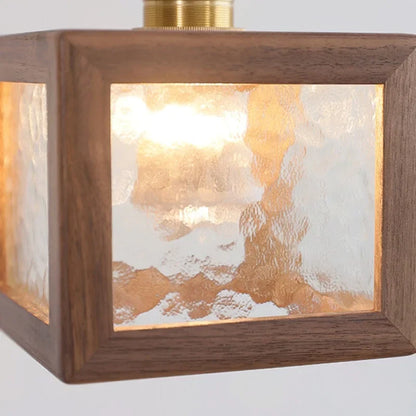 DecorBites™ Clear Glass Walnut Wood LED Pendant Lamp - Nordic Modern Hanging Lights