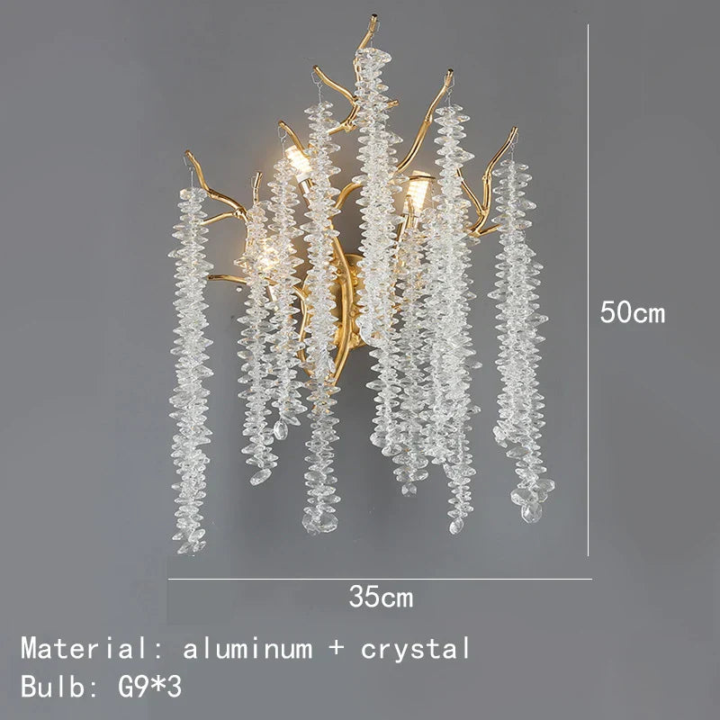 DecorBites™ Gold Aluminium Crystal Chandelier for Elegant Dining Room Lighting