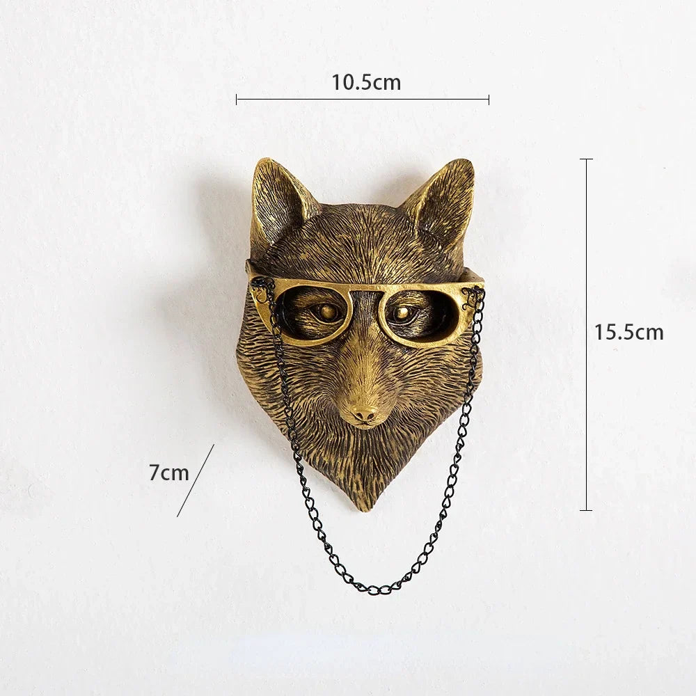 DecorBites™ Golden Deer Head Wall Hook: Antique Bronze Resin Animal Pendant for Stylish Wall Decor