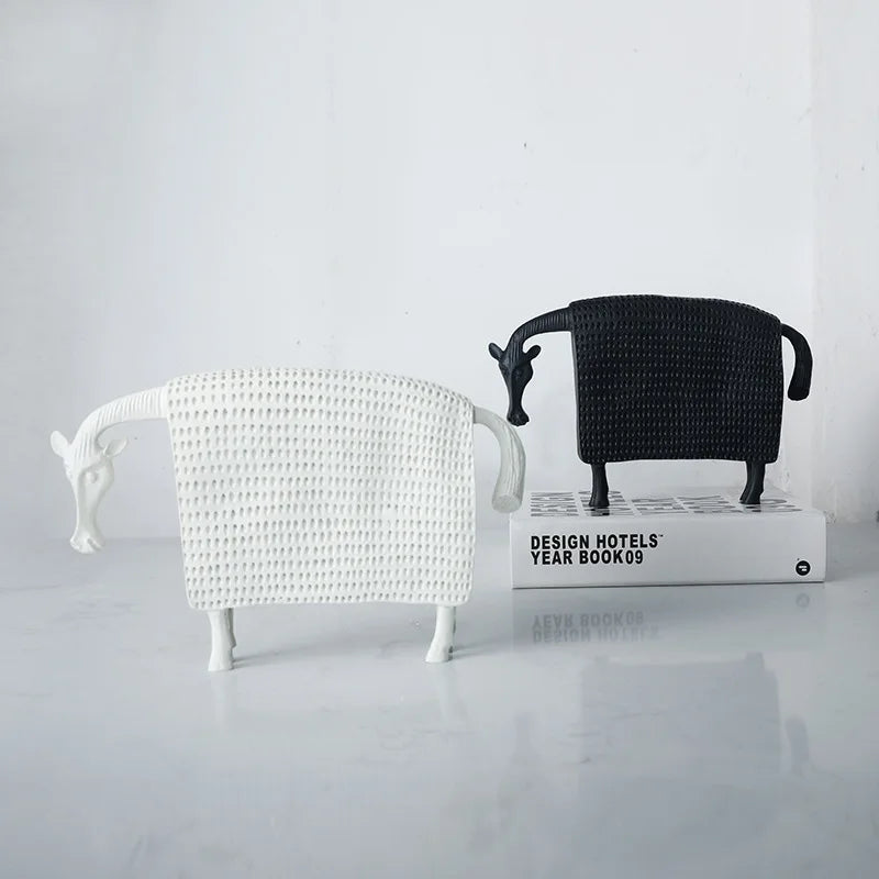 DecorBites™ Black Cow Ox Resin Sculpture Figurine - Room Decor Art Statue