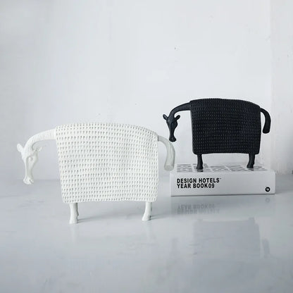 DecorBites™ Black Cow Ox Resin Sculpture Figurine - Room Decor Art Statue