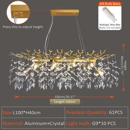 DecorBites™ Crystal Suspension Pendant Light: Elegant Chandelier for Dining Room, Living Room, Kitchen