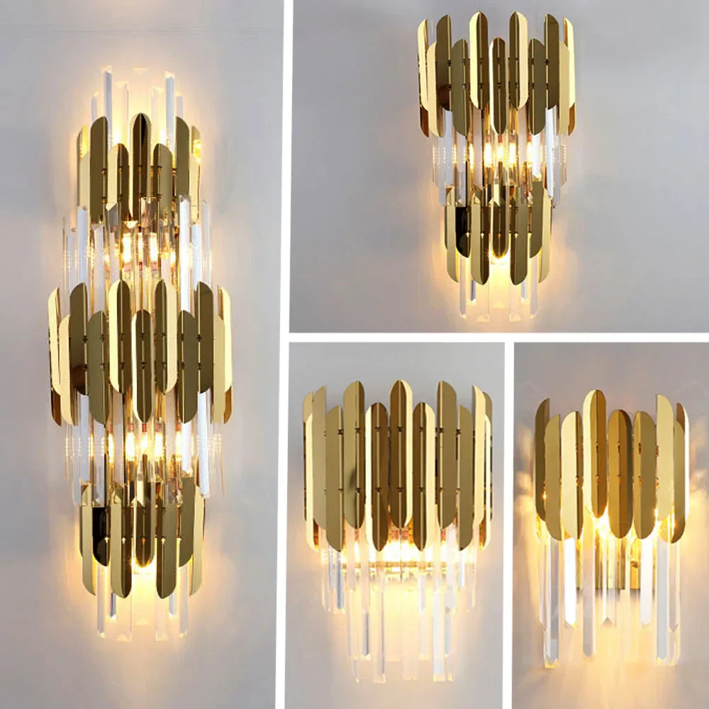 Lámpara de pared LED de cristal dorado Decorbites™ para iluminación elegante del hogar