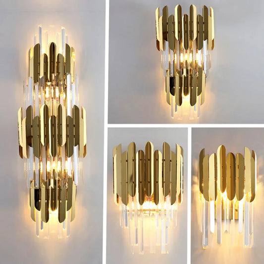 DecorBites™ Gold Crystal LED Wall Lamp for Elegant Home Lighting