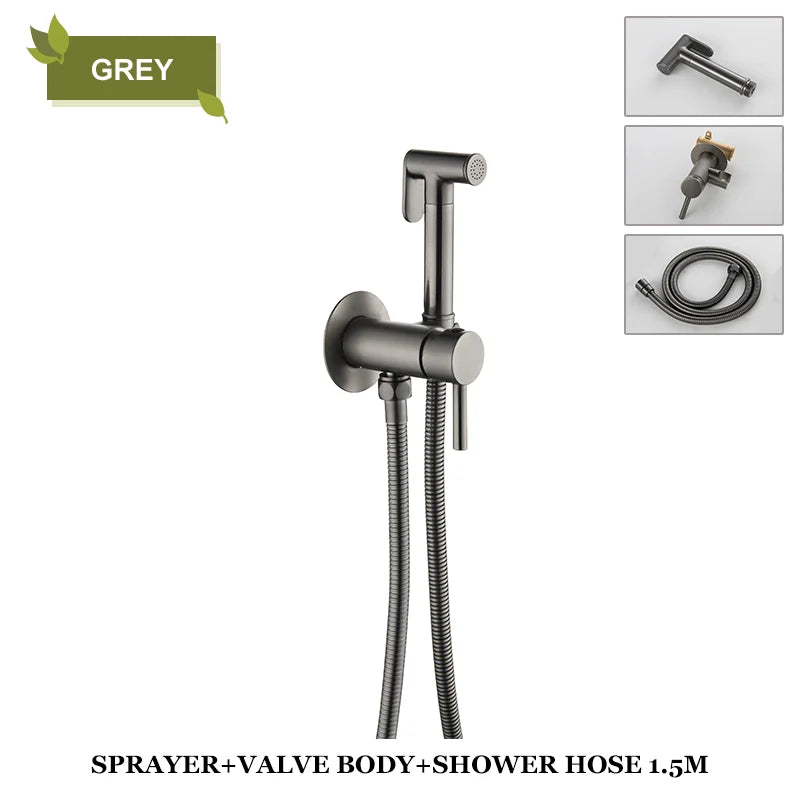 DecorBites™ Brass Bidet Spray: Gold/Black, Hot/Cold Mixer Valve, Bathroom Shattaf Sprayer