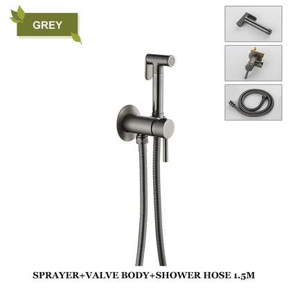 DecorBites™ Brass Bidet Spray: Gold/Black, Hot/Cold Mixer Valve, Bathroom Shattaf Sprayer