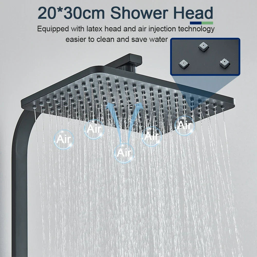 DecorBites™ Black 4-Way Digital Shower System with Rainfall Head and Bidet