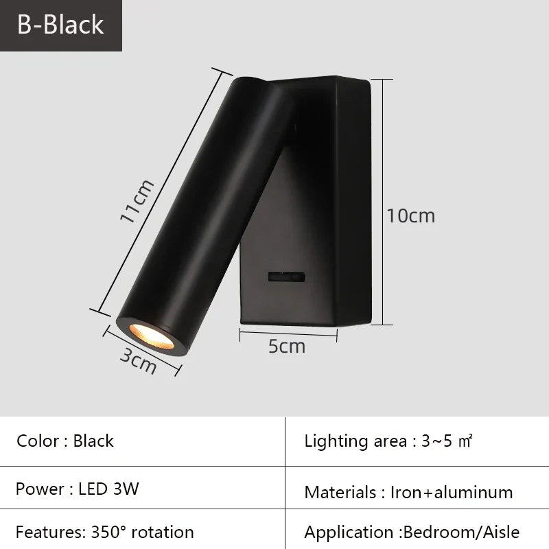 DecorBites™ Bedroom Wall Lamp Surface Spotlight Indoor Reading Sconce Lights