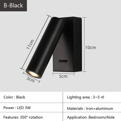 DecorBites™ Bedroom Wall Lamp Surface Spotlight Indoor Reading Sconce Lights