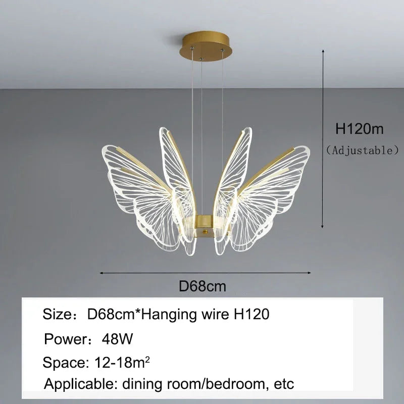 Decorbites™ Lámpara de Techo LED Mariposa - Luz Colgante de Lujo para Dormitorio, Sala de Estar y Comedor
