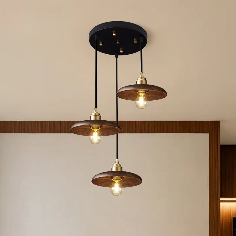 Decorbites™ Japanische LED-Hängeleuchte im Vintage-Stil aus Holz und Kupfer