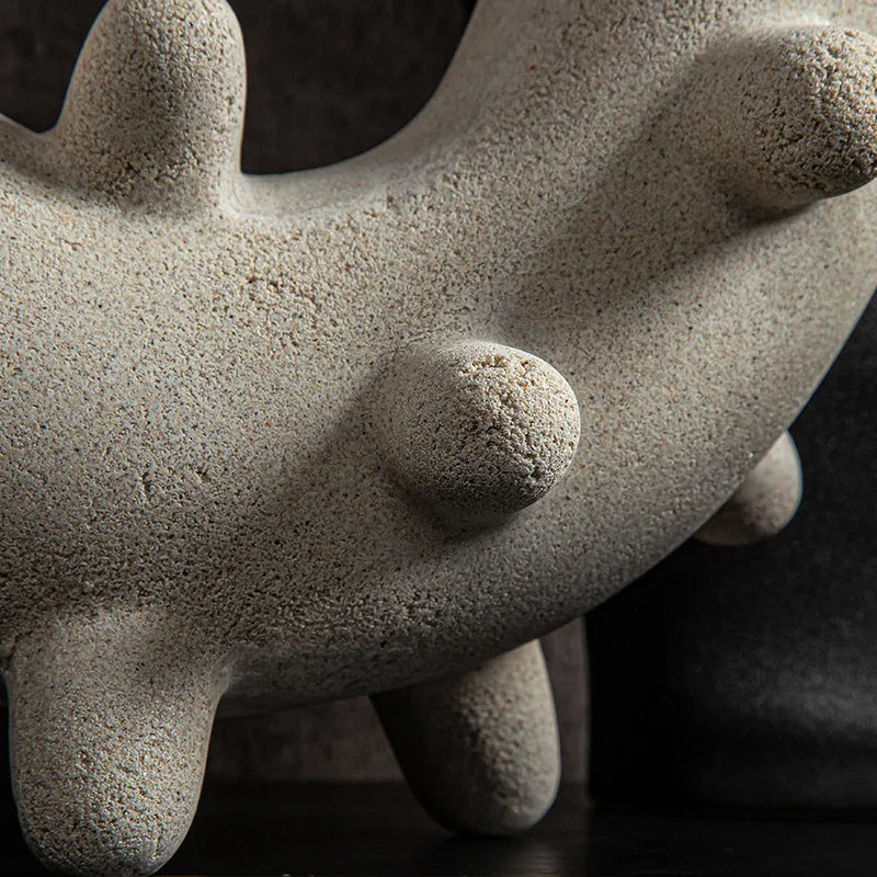 ديكور بايتس™ - منحوتة راتنجية على شكل صبار هندسي - ديكور منزلي - زينة يدوية بقوس دائري