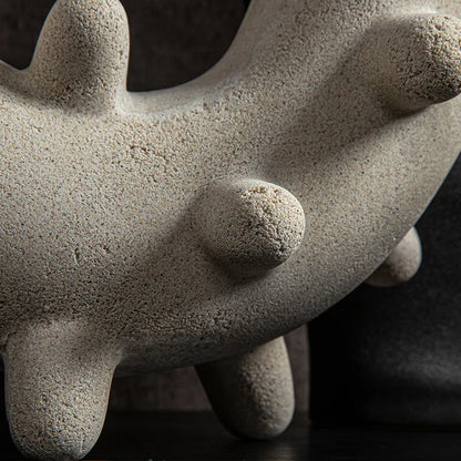 ديكور بايتس™ - منحوتة راتنجية على شكل صبار هندسي - ديكور منزلي - زينة يدوية بقوس دائري