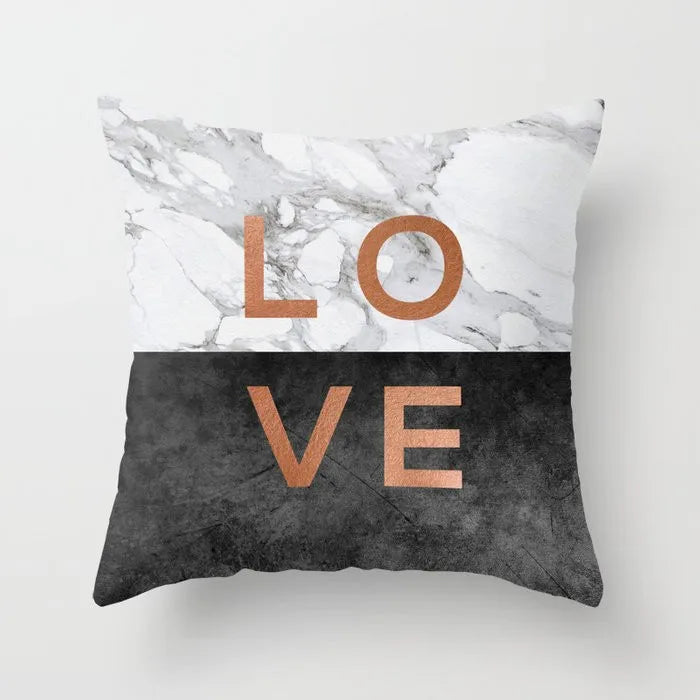 DecorBites™ Gray Marble Black Agate Pillow Case for Home Sofa Chair Decor