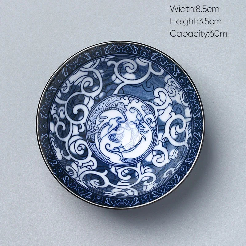 DecorBites™ Ceramic Kung Fu Tea Cup, Japanese Style Porcelain Espresso Coffee Cup
