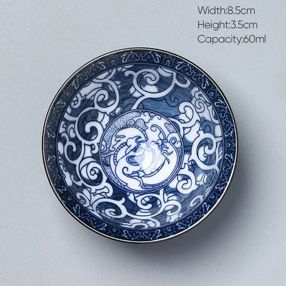 DecorBites™ Ceramic Kung Fu Tea Cup, Japanese Style Porcelain Espresso Coffee Cup