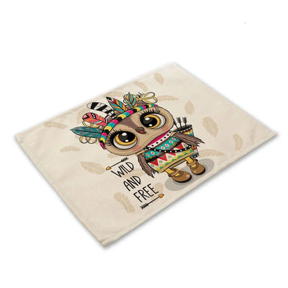 DecorBites™ Cute Owl Animal Placemat Music Bird Kitchen Dining Table Mats Coaster Bowl Cup Mat