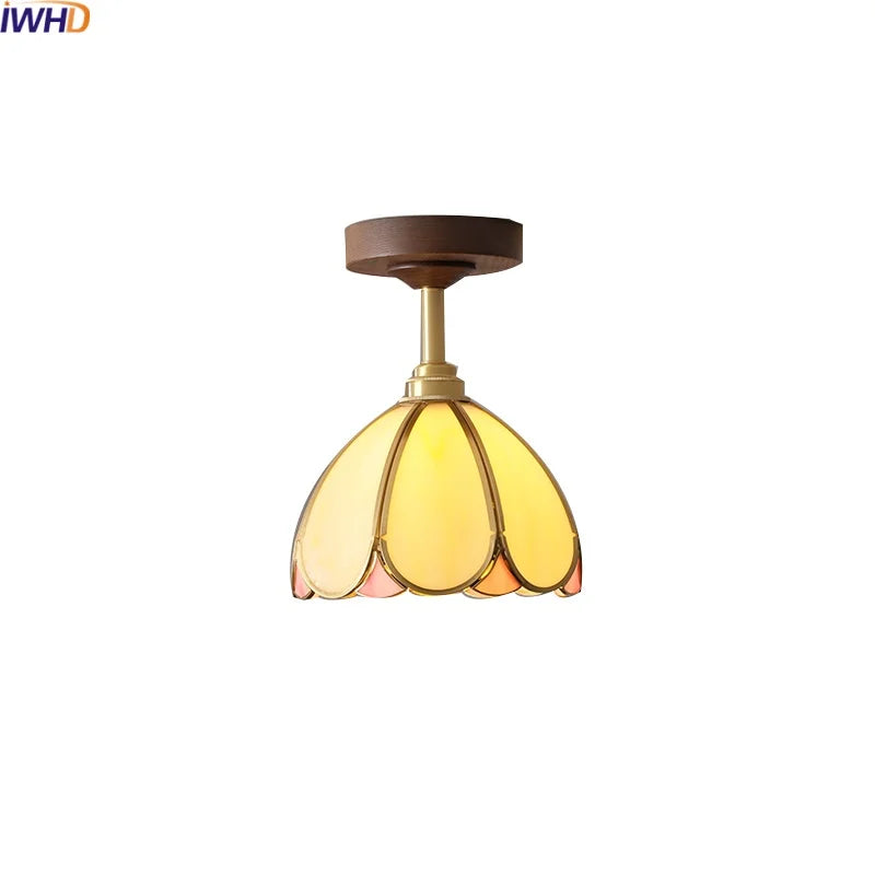 DecorBites™ LED Glass Wood Ceiling Lamp for Modern Indoor Lighting and Decoration