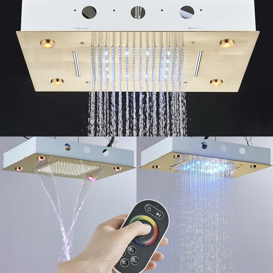 DecorBites™ LED Luxury Ceiling Embedded Shower Head Rainfall Colorful Bathroom Showers 304SUS