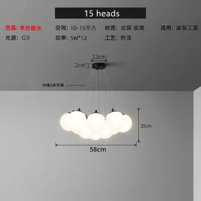 Lámpara colgante LED con bola de cristal DecorBites™ para decoración del hogar, candelabro de estilo nórdico para sala de estar