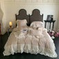 Decobites Romance Lace Ruffles Bedding Set 4Pcs, 200x230cm, Princess Wedding Theme