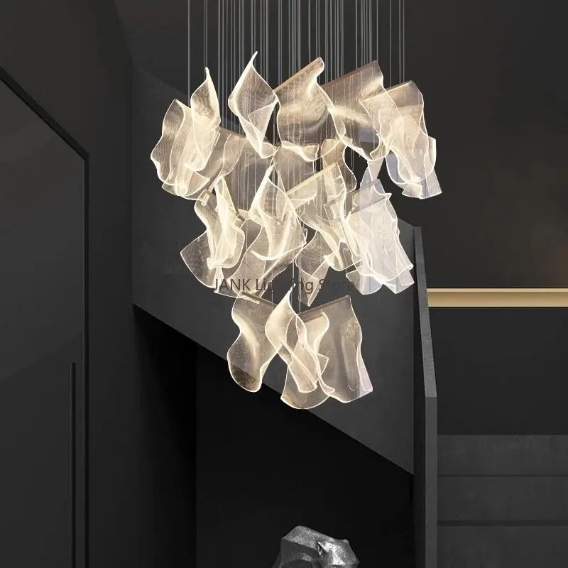 DecorBites™ LED Art Acrylic Pendant Light for Modern Luxury Staircase Chandelier