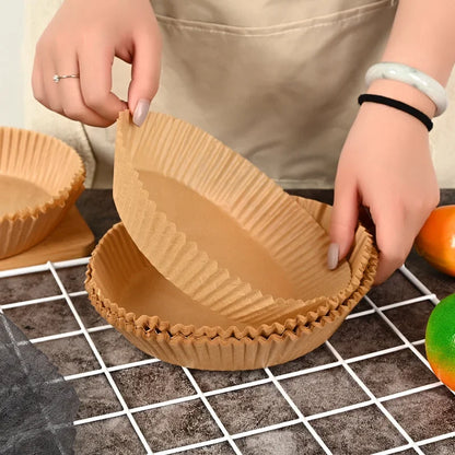 DecorBites™ Air Fryer Paper Liner: Non-Stick Round Baking Mat, 50PCS