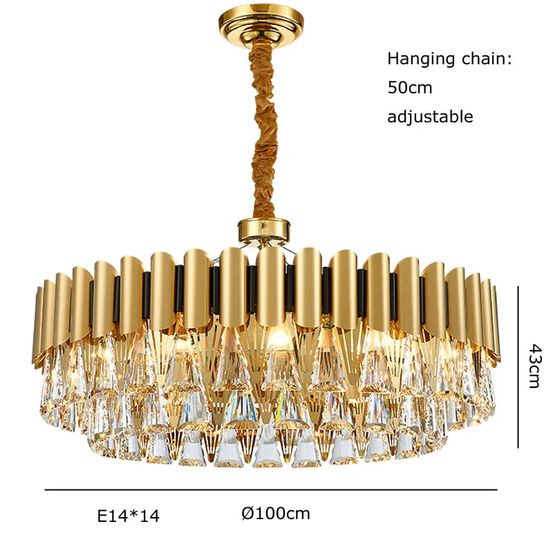 Gold Nordic Crystal Chandelier Polished Dia100cm