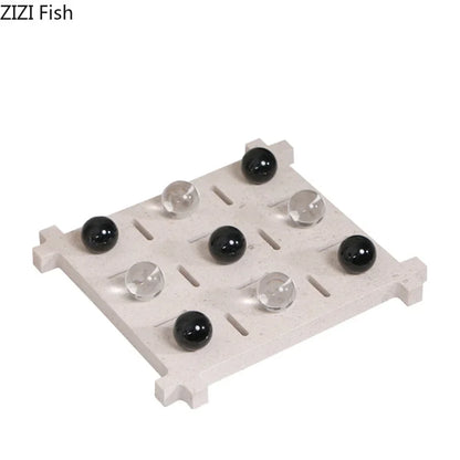 DecorBites™ Acrylic Tic-Tac-Toe Chessboard Set - Geometric Art Desk Decoration with Casual Chess Pieces