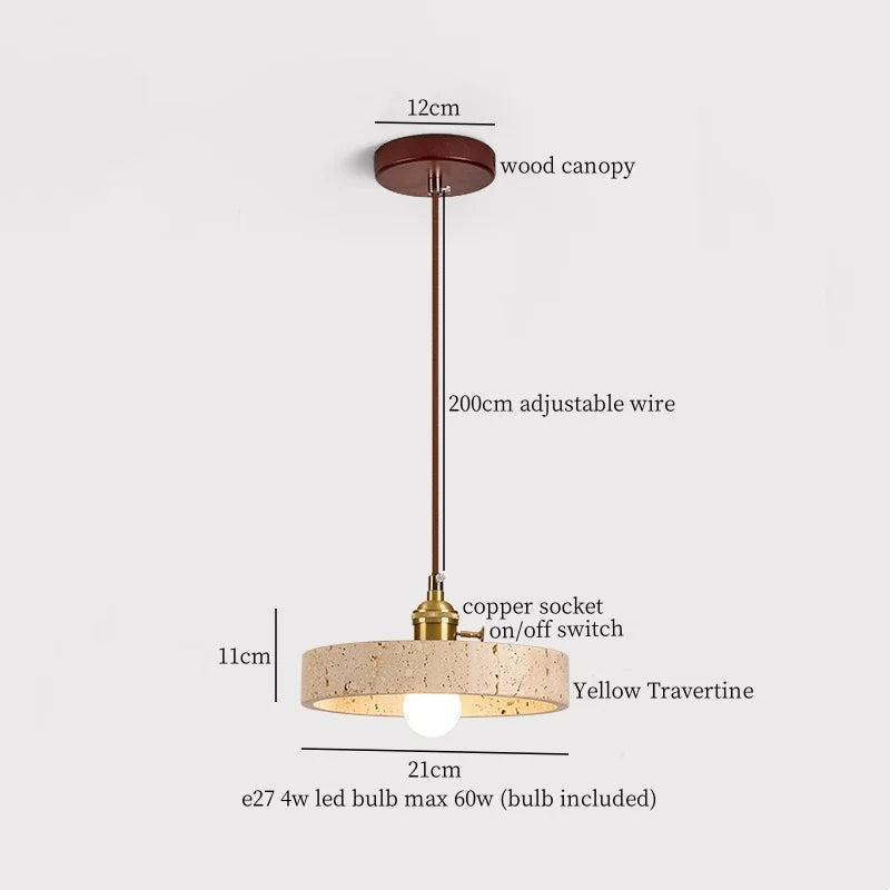 Copper Vintage Pendant Light Travertine Stone