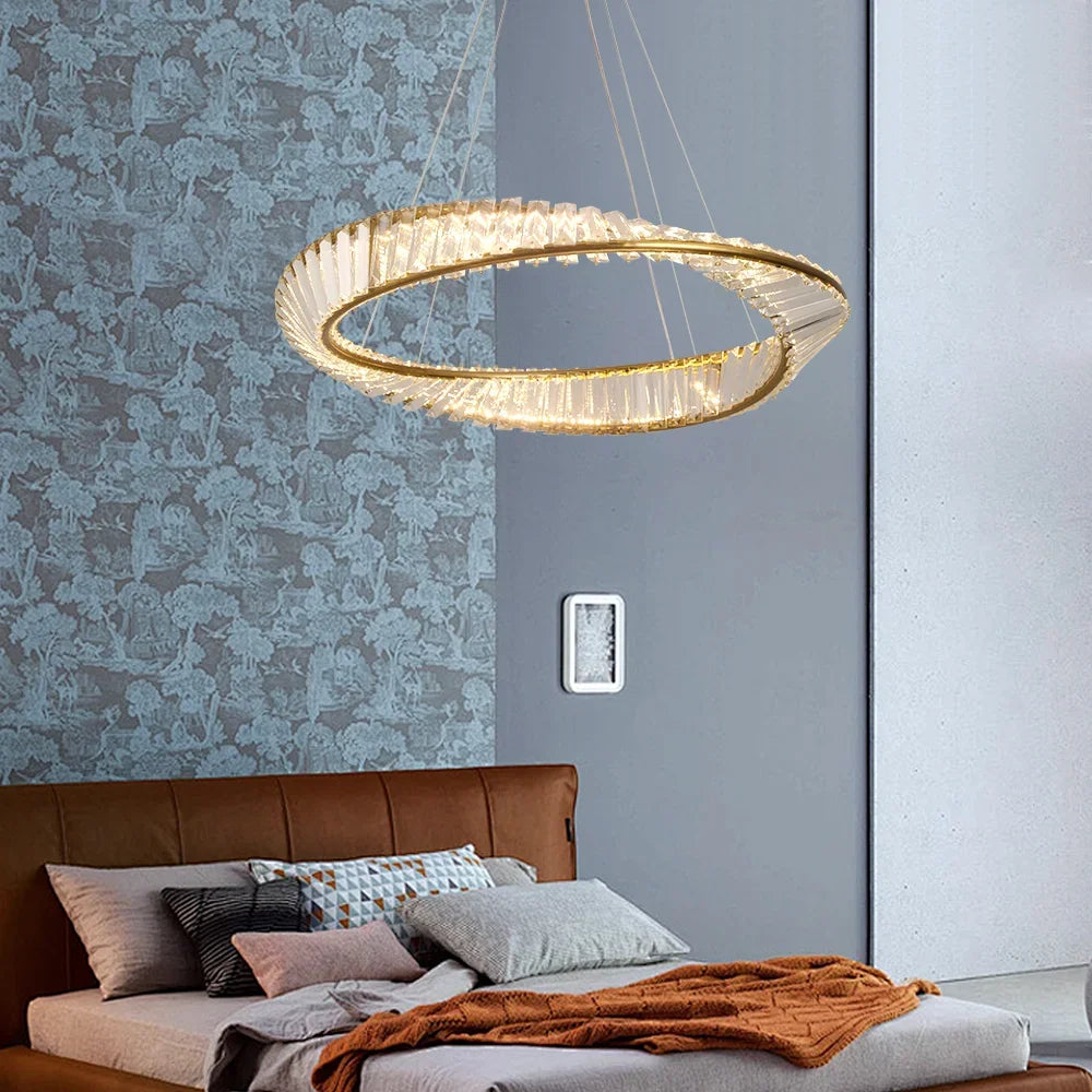 DecorBites™ Gold Möbius Strip Pendant Chandelier for Luxe Living and Dining Spaces