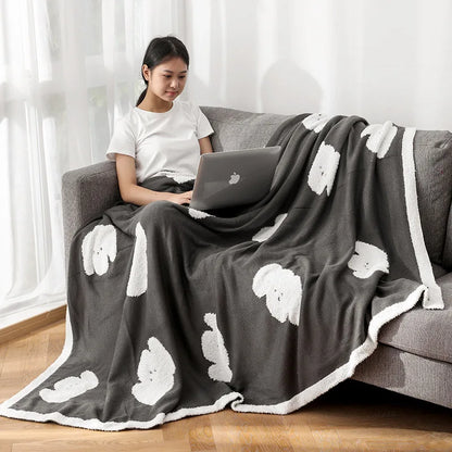 Manta de franela acogedora DecorBites™ para la oficina en casa: funda de sofá y edredón de punto de doble cara.
