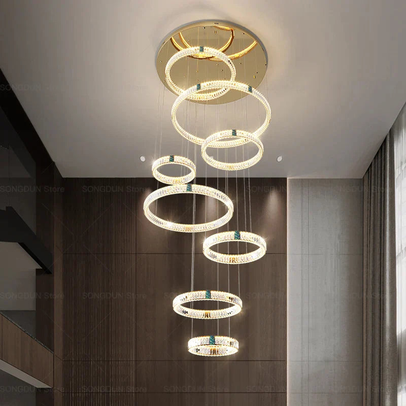 DecorBites™ Duplex Crystal Chandelier for Modern Living Room & Empty Stairwell Building