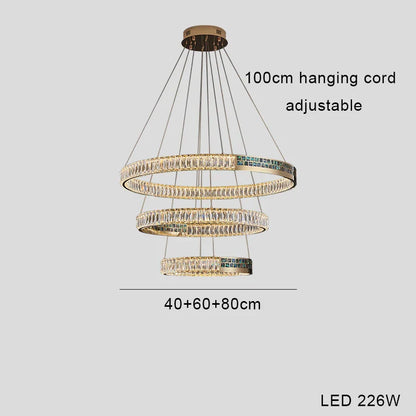DecorBites™ Crystal Ring Ceiling Chandelier | Stainless Steel | Luxury Home Decor