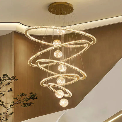 DecorBites™ Crystal Chandelier: Luxury Stair Pendant Light for Living Room, Ceiling & Indoor Lighting