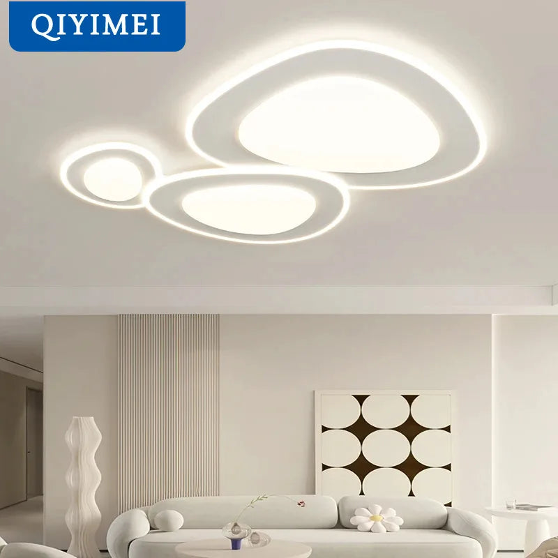 White Minimalist LED Chandelier C W110cm Design