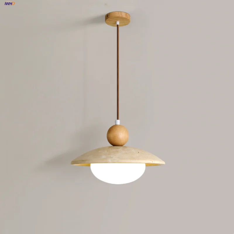 DecorBites™ LED Pendant Lamp White Glass Wire Adjustable Travertine Hanging Lights