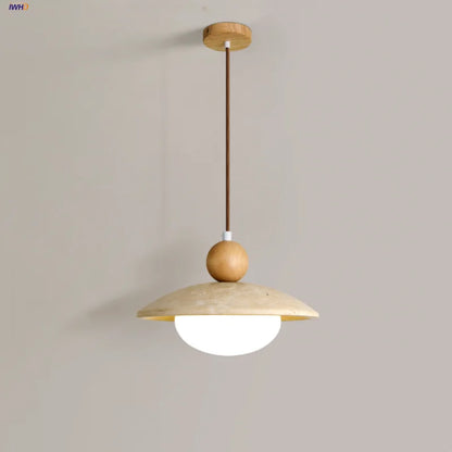 DecorBites™ LED Pendant Lamp White Glass Wire Adjustable Travertine Hanging Lights