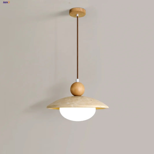 DecorBites™ LED Pendant Lamp White Glass Wire Adjustable Travertine Hanging Lights