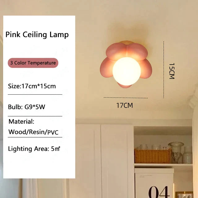 Lámpara de pared de resina de flores para niños Decorbites™ con bombilla LED G9 en blanco y rosa, decoración creativa para dormitorio