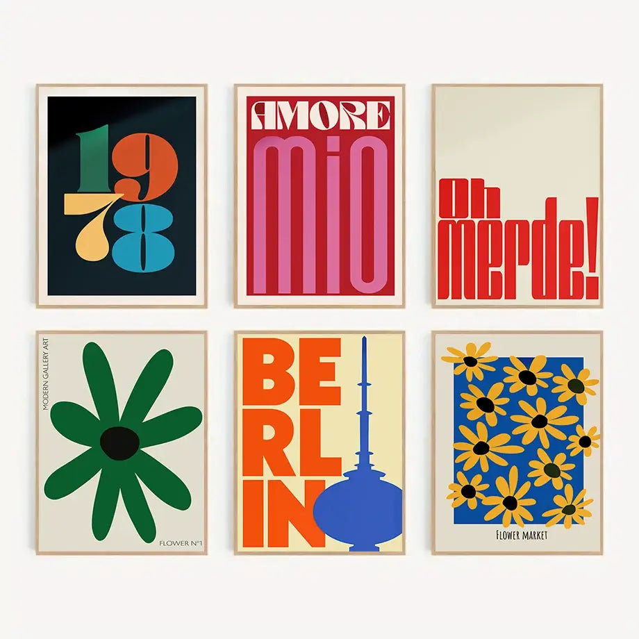 DecorBites™ Abstract Flowers Wall Art Print Canvas Decor