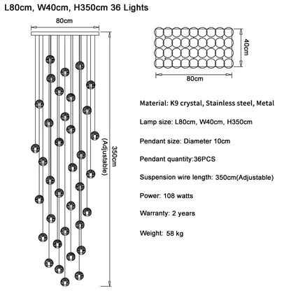 Lámpara colgante de araña LED DecorBites™ con forma de bola de cristal para iluminación de sala de estar y cocina