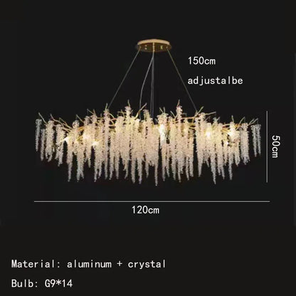 DecorBites™ Gold Aluminium Crystal Chandelier for Elegant Dining Room Lighting