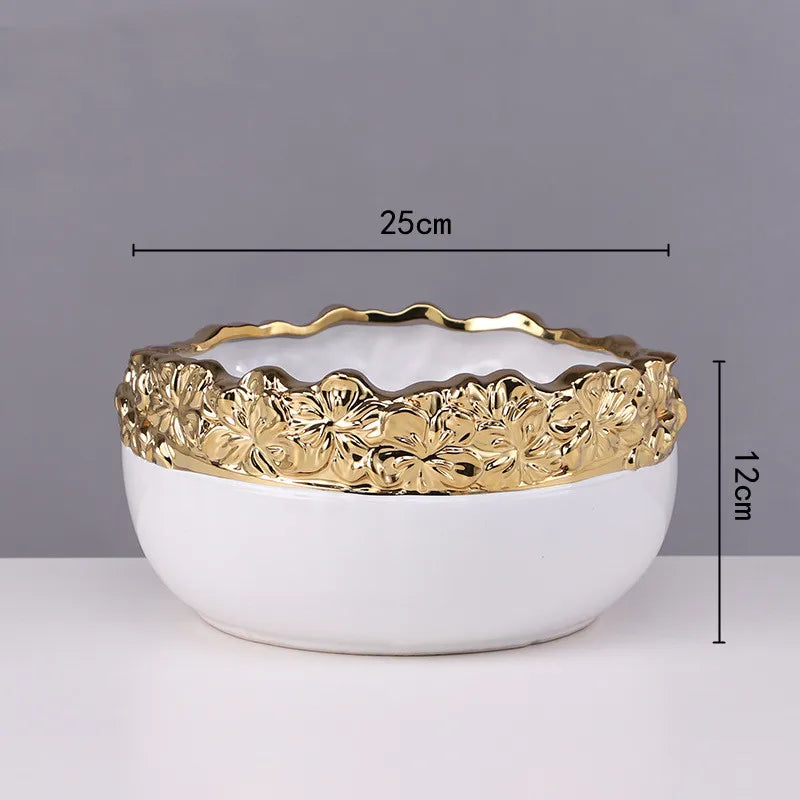 DecorBites™ Golden Edge Succulent Flower Pot Vase - Indoor Ceramic Planter Pot