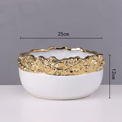 DecorBites™ Golden Edge Succulent Flower Pot Vase - Indoor Ceramic Planter Pot