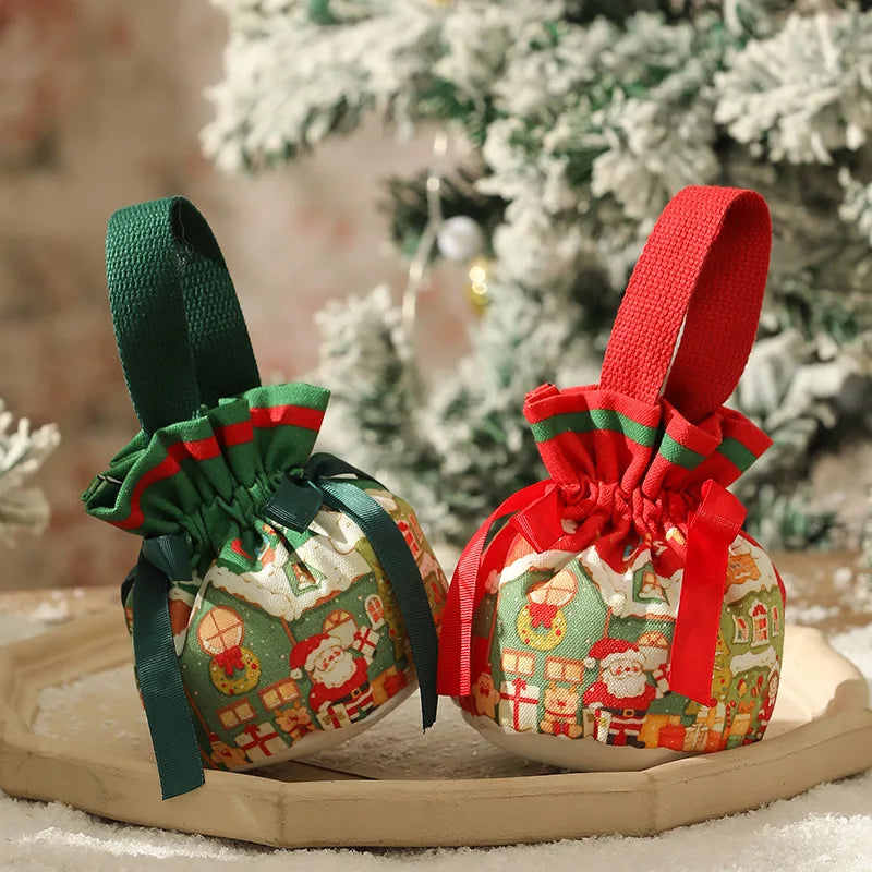 DecorBites™ Christmas Eve Apple Bag: Festive Handheld Gift Bag for Santa Candy 和 Children